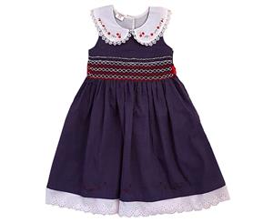 Sanvo Fashion - Smocked Dress Sleeveless Navy Blue