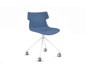 Wave fabric Chair mobile base - white - blue