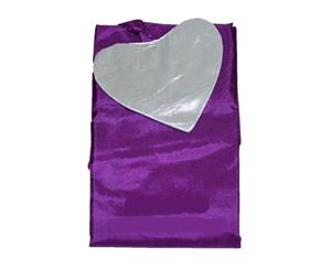 1pce Satin Bali Flag with Heart Tail 18 Colours 1m-7m Sizes Wedding & Events Pool Decor - Deep Purple (Silver Heart)