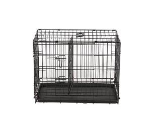 24' Collapsible Metal Dog Crate Puppy Cage Cat Carrier With Divider