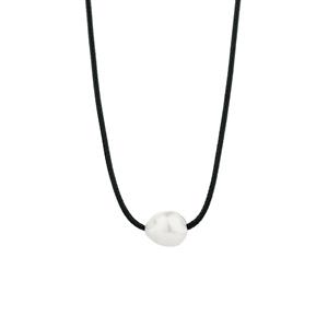 Adjustable Black Cord Necklace with Cultured Freshwater Pearl