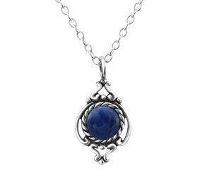 Antique Silver Necklace Genuine Sodalite Pendant