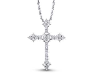 Bevilles Brilliant Miracle Cross Necklace with 0.10ct Diamonds in Sterling Silver