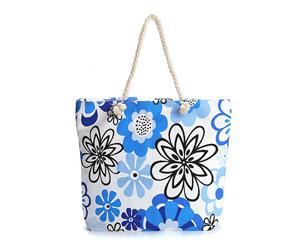 Blue Flower Canvas Tote Bag/Shopping Bag