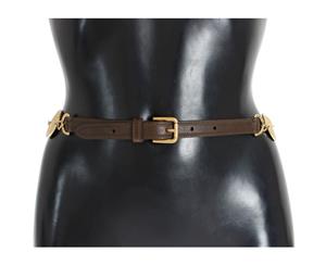 Dolce & Gabbana Brown Leather Roman Crystal Waist Belt