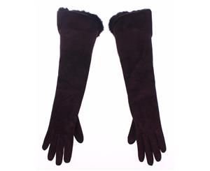 Dolce & Gabbana Purple Mink Fur Goatskin Suede Leather Gloves