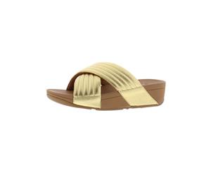 Fitflop Womens Lulu Padded Faux Leather Open Toe Slide Sandals