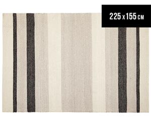 Handwoven Cotton & Wool Flatweave 225x155cm Rug - Charcoal