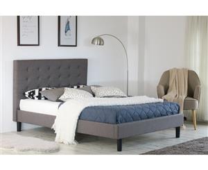 Istyle Alexis Button Double Bed Frame Fabric Grey