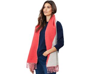 Joules Womens Langford Long Length Stylish Reversible Scarf - Poppy