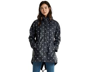 Joules Womens/Ladies Mistralprint Rubber Waterproof Parka Jacket Coat - Navy Love Bees