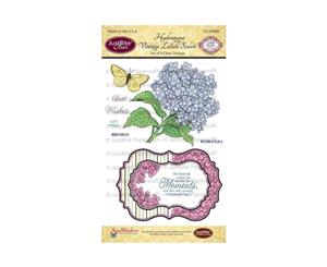 JustRite Papercraft Clear Stamps 4&quotX6" Hydrangea Vintage Labels Seven