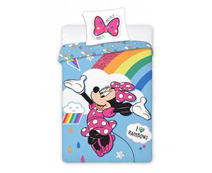 Minnie Mouse Rainbows Single Duvet Set 140 x 200cm / 70 x 90cm 100% Cotton (Minnie)