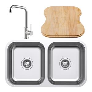 Mondella Double Bowl Sink With Chopping Board And Mixer Tap Combo