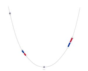 New York Rangers Sapphire Chain Necklace For Women In Sterling Silver Design by BIXLER - Sterling Silver