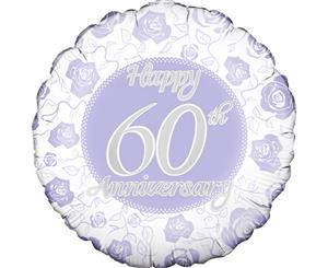 Oaktree 18 Inch Circle Happy 60Th Anniversary Foil Balloon (Purple/Silver) - SG7658