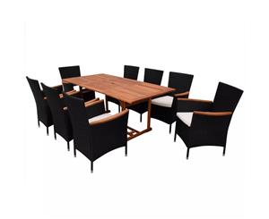 Outdoor Dining Set 17 Piece Poly Rattan Black Garden Patio Furniture