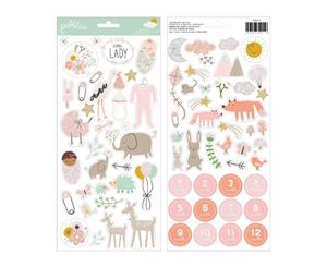 Pebbles - Peek-A-Boo You - Cardstock Stickers - Icons Girl with Glitter Accents