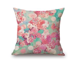 Pink Flowers on Cotton&linen Pillow Cover 80663