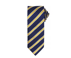 Premier Mens Waffle Stripe Formal Business Tie (Navy/Gold) - RW5236