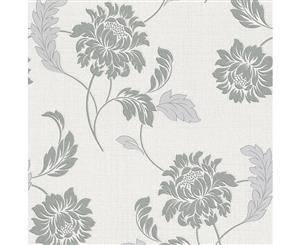 Rasch Sienna Floral Wallpaper White/Grey (304800)