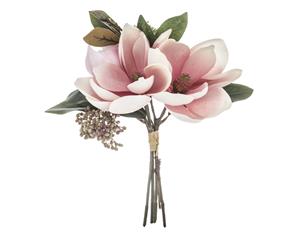 Rogue Magnolia Plastic Fabric Wire Romantic Artificial Flower Bouquet Pink