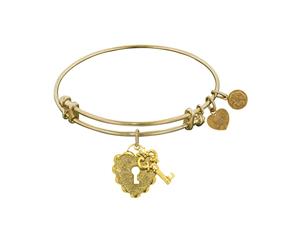 Stipple Finish Brass Key to My Heart Angelica Bangle Bracelet 7.25" - Pink