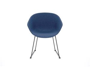 Teddy Fabric Tub Chair - Sled Base Black Leg - blue upholstered