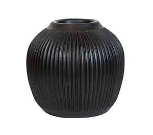 Toranto Matt Black Ribbed Vase Wide