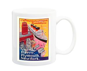 Transatlantique French Line Travel Poster Mug - 11 Fluid Oz