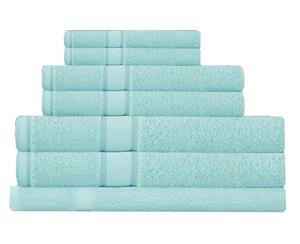 100% Combed Cotton 7 Pieces Bath Sheet Set Soft Aqua