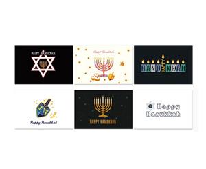 6 X Happy Hanukkah Cards Set