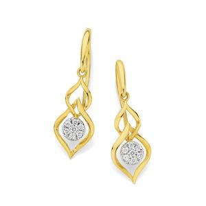 9ct Gold Diamond Double Kite Hook Earrings