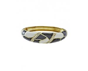 Barcs Candy Swirl Enamel Hinged Bangle Diamante Details & Gold-Coloured Plating