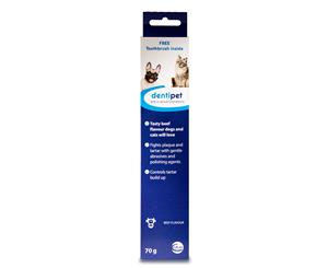 Dentipet Toothpaste Toothbrush Oral Pet Care for Cats Dogs Beef Flavour (P0366)