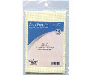 Design Works Gold Quality Aida 14 Count 15 inchX18 inch - Antique White