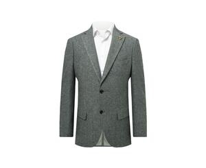 Dobell Mens Light Grey Donegal Tweed Jacket Regular Fit