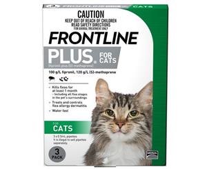 Frontline Plus Cat Fleas Treat & Control Water Fast Green 3's (F3430)