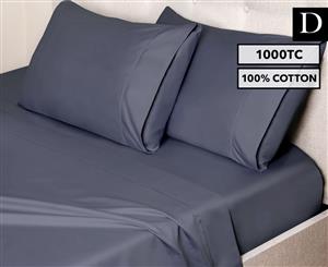 Luxury Living 1000TC Cotton Double Bed Sheet Set - Denim Blue