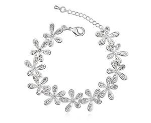 Magnolia White Gold Bracelet Embellished with Swarovski crystals-White Gold/Clear