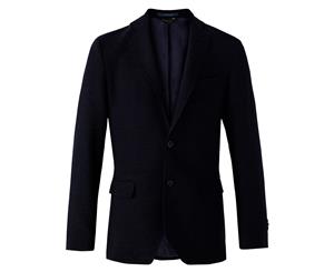 Massimo Dutti Men Slim fit textured navy blue wool blazer 2041/260