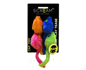 Multi Colour Play Toy Mice for Cats and Kittens Pack of 4 by Scream