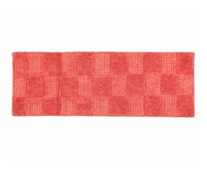 Oxford Squares Cotton Bath Runner- Guava