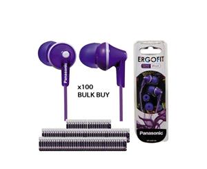 Panasonic BULK BUY 100PACK RP-HJE125E-V Ergofit In-ear Earbud Headphones - Violet