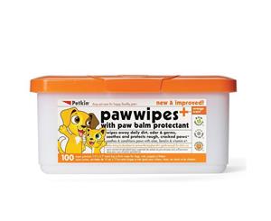 Pet Paw Wipes with Paw Balm Protectant for Dogs & Cats - Petkin - 100 Wipes