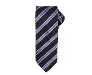 Premier Mens Waffle Stripe Formal Business Tie (Pack Of 2) (Black/Rich Violet) - RW6950