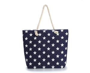 Printed Stars Canvas Women's Shopping Bag - Blue