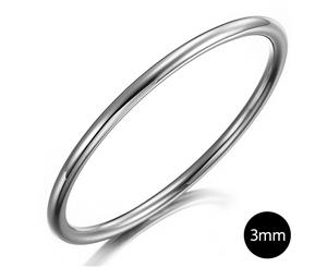 Solid Golf Bangle 3mm Rhodium Layered-White Gold