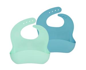 Wean Meister Easy Rinse Bibs Plain Set of 2 Bibs - Mint and Teal - Mint & Teal