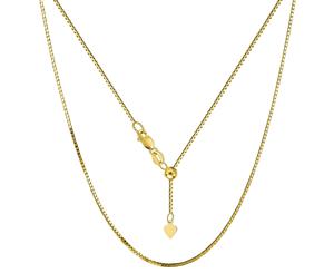 14k Yellow Gold Adjustable Box Chain Necklace 0.85mm 30" - Yellow